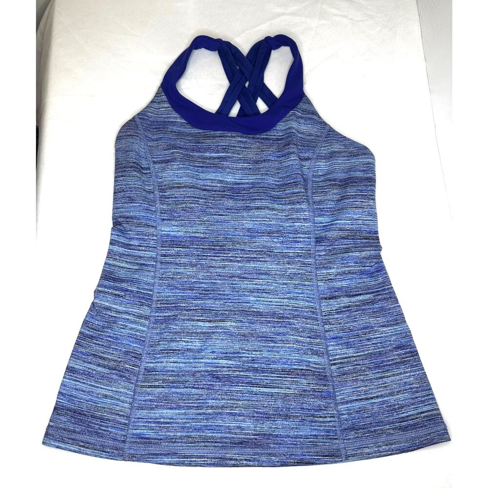 Lululemon Enhearten Tank Space Dye Camo Caspian Blue Racerback Size 8 - Picture 2 of 8